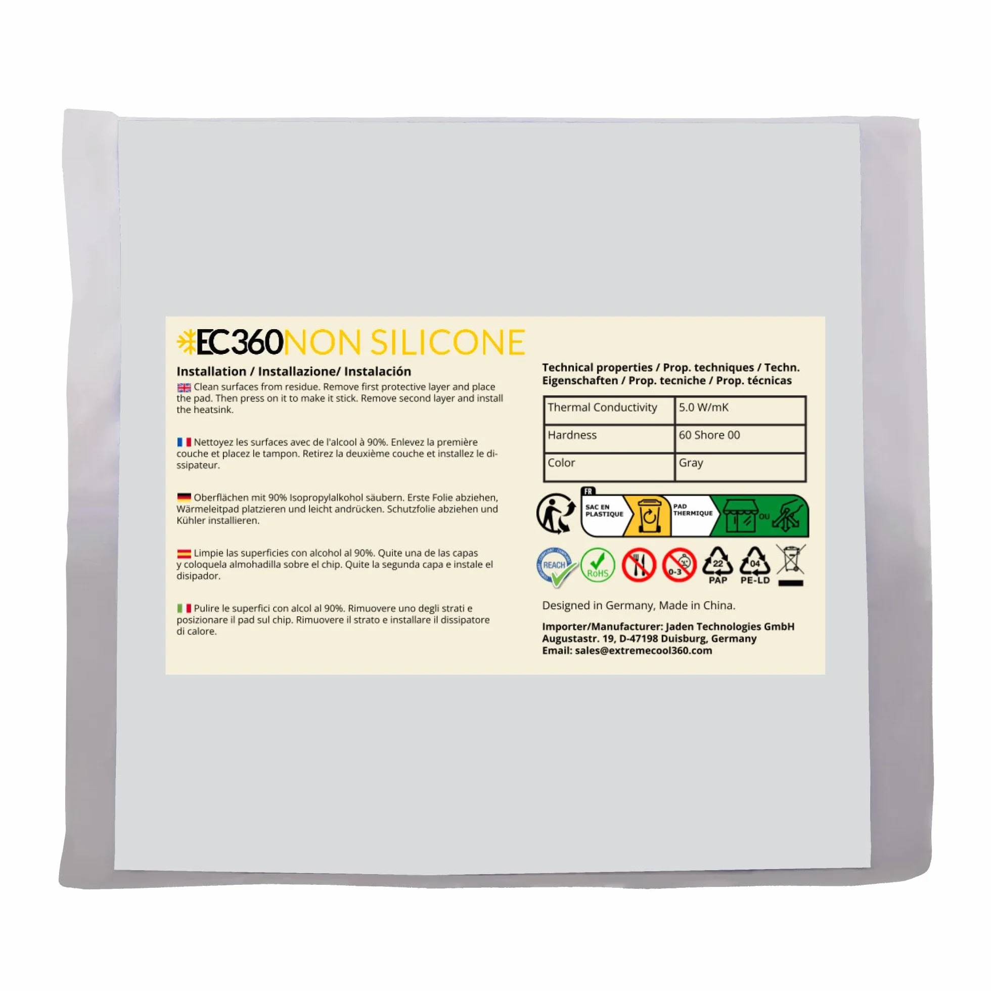 NON SILICONE 5 W/mK Thermal Pad (100 x 100 x 1.0 mm)