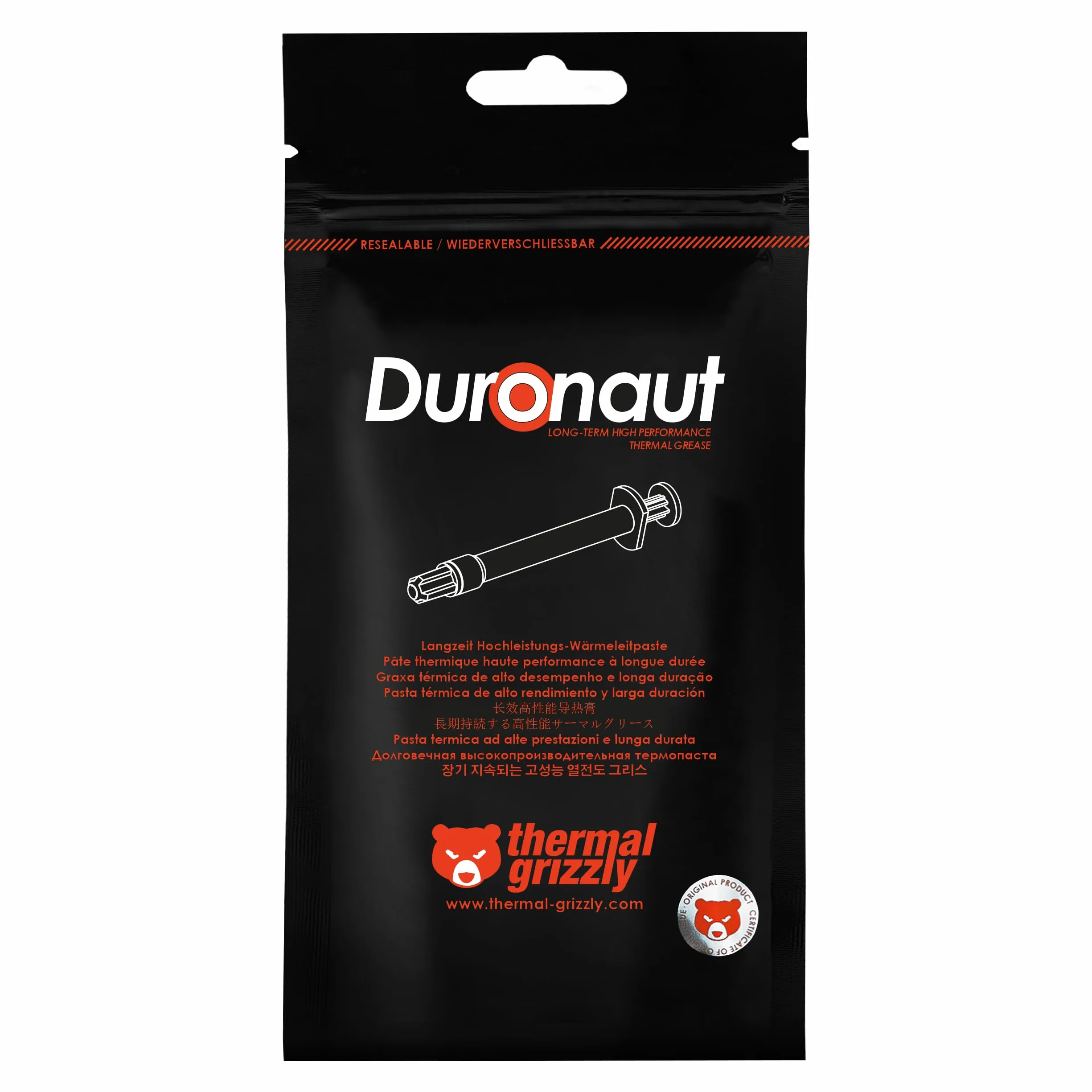 Thermal Grizzly Duronaut - 2 gramy - Zwiększona trwałość i wysoka wydajność pasty termicznej - dla maksymalnej przewodności cieplnej podczas przetaktowywania procesora/GPU/PS4/PS5/Xbox