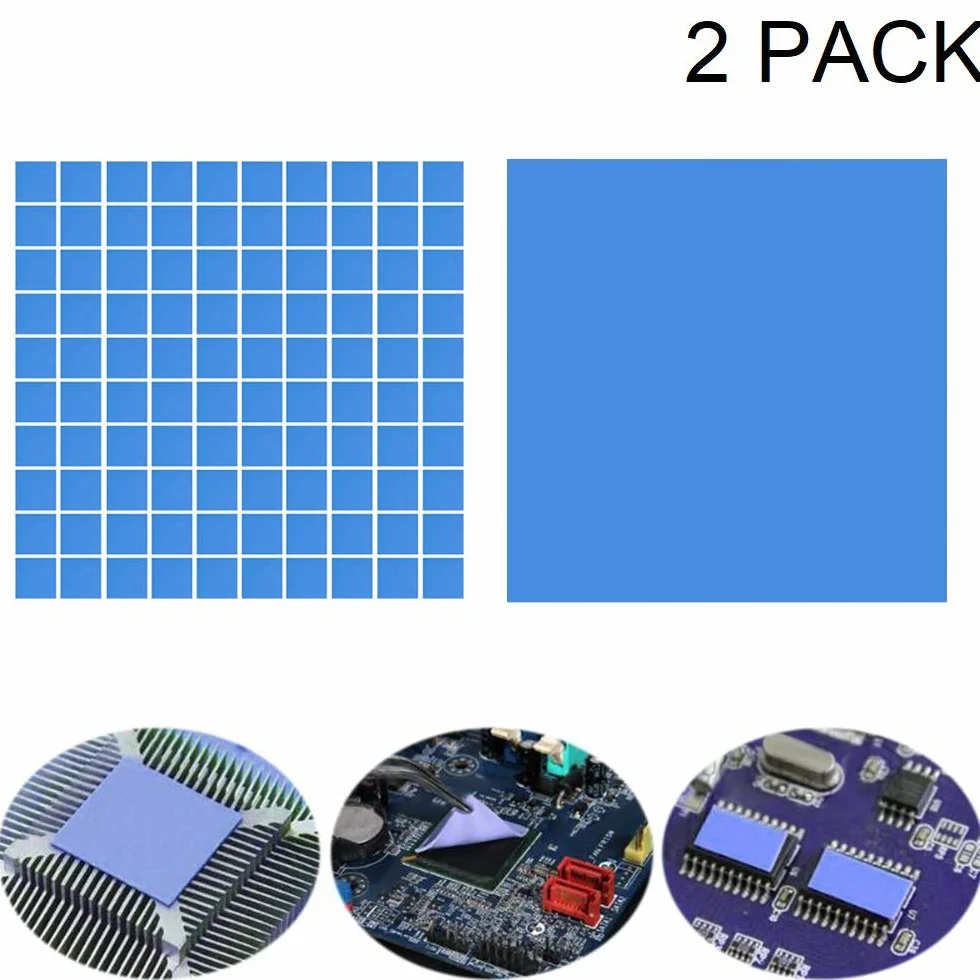 Kalolary Miękka podkładka termoprzewodząca - 2 szt. dwustronne taśmy radiator podkładka chłodząca do GPU/CPU/VGA/IC/LED rozpraszania ciepła (100 mm x 100 mm x 1 mm + 100 mm x 100 mm x 2 mm)