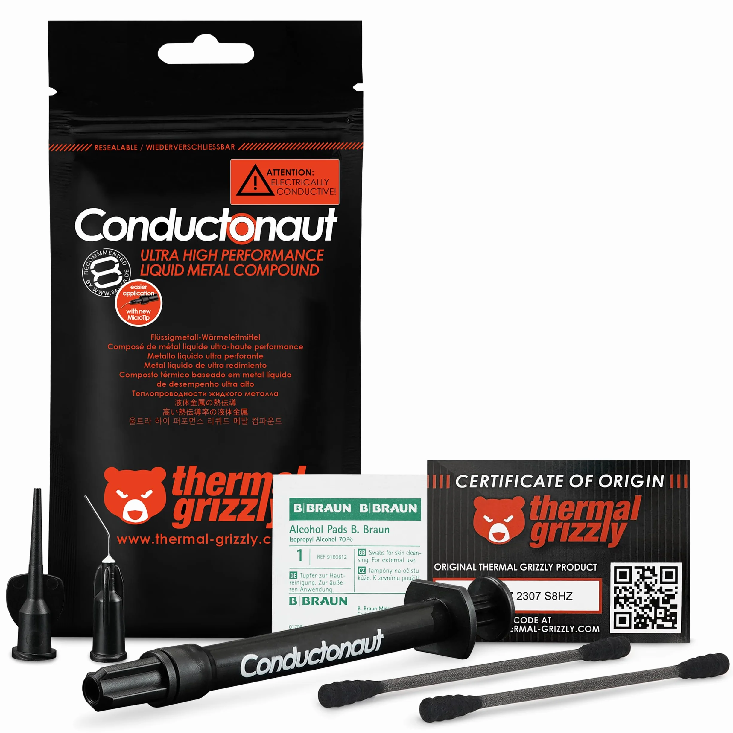 ThermalGrizzly Conductonaut Flüssigmetall-Wärmeleitpaste - 1 Gramm