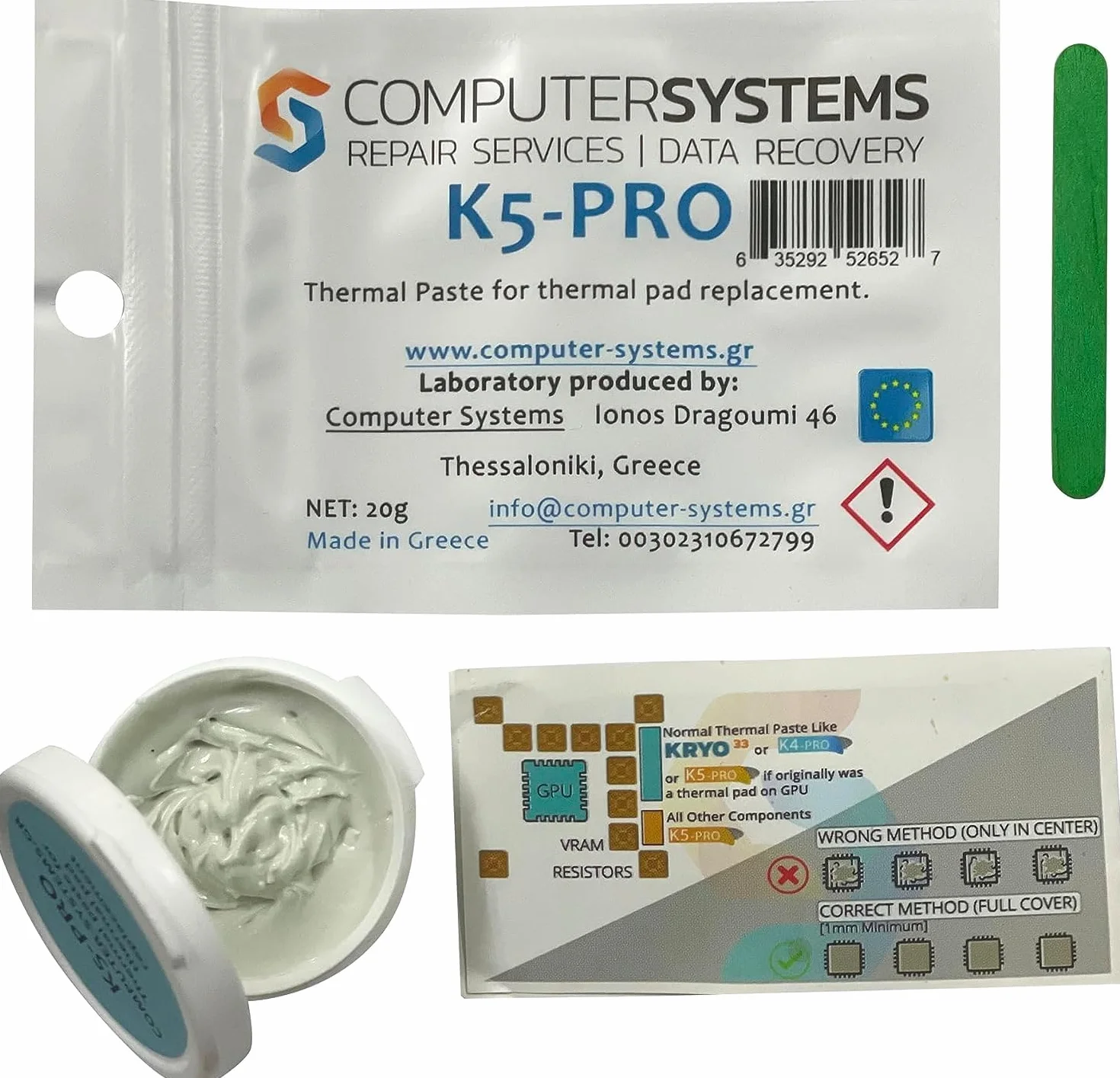 K5-PRO lepka pasta termiczna do wkładów termicznych, 20 g, kompatybilna z iPhone, Apple iMac, Sony PS4 i PS3, XBOX, Acer Aspire itp