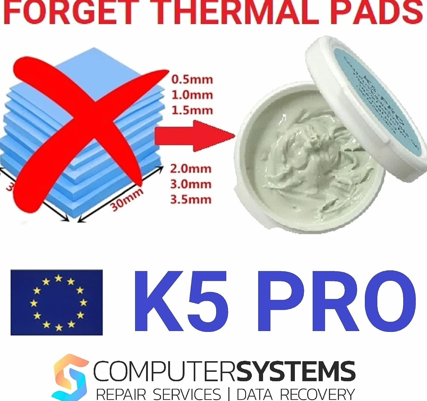 K5-PRO lepka pasta termiczna do wkładów termicznych, 20 g, kompatybilna z iPhone, Apple iMac, Sony PS4 i PS3, XBOX, Acer Aspire itp