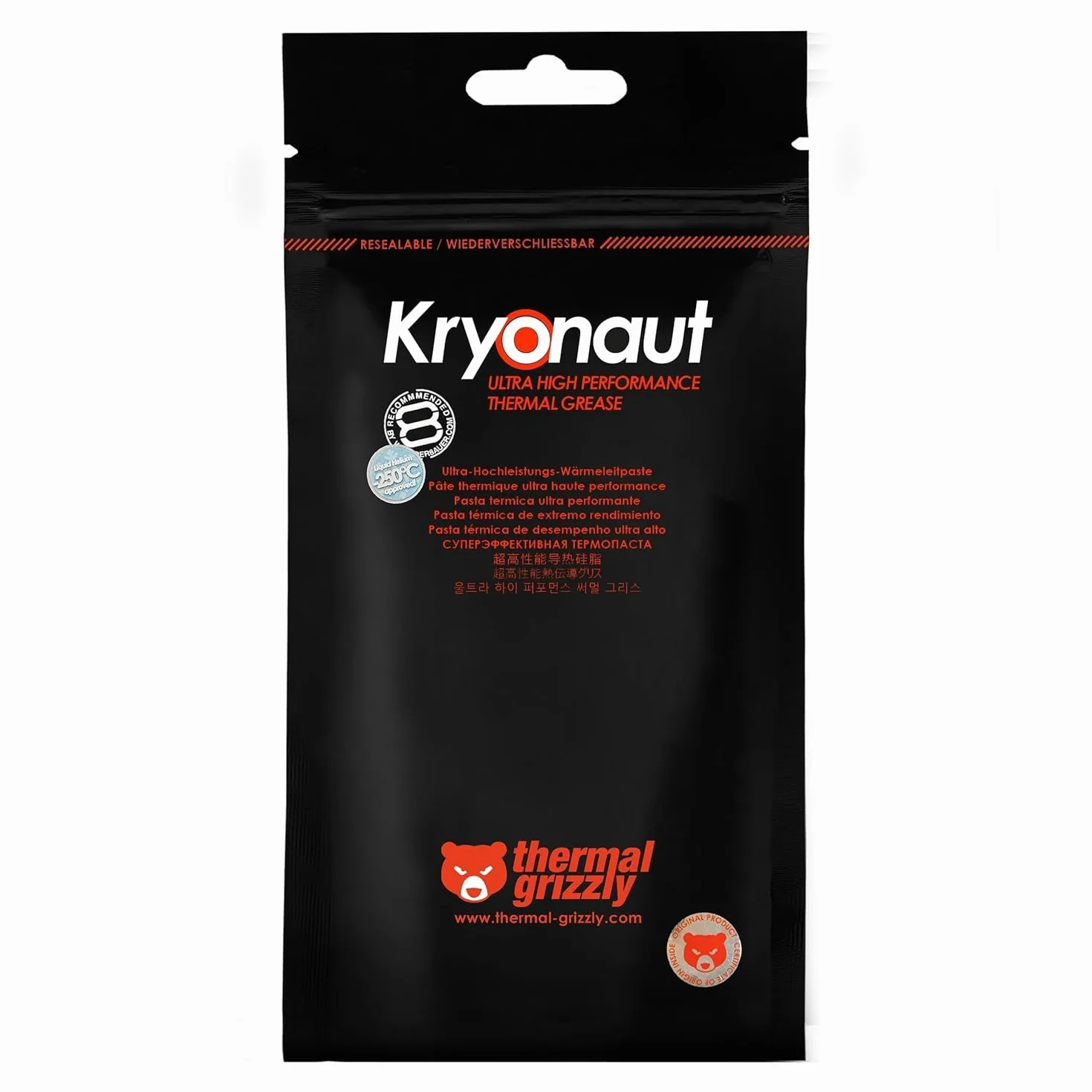 Thermal Grizzly - Kryonaut - 1 g - Ekstremalnie wydajna pasta termoprzewodząca o bardzo wysokiej przewodności cieplnej - Do procesorów, chłodzeń i overclockingu