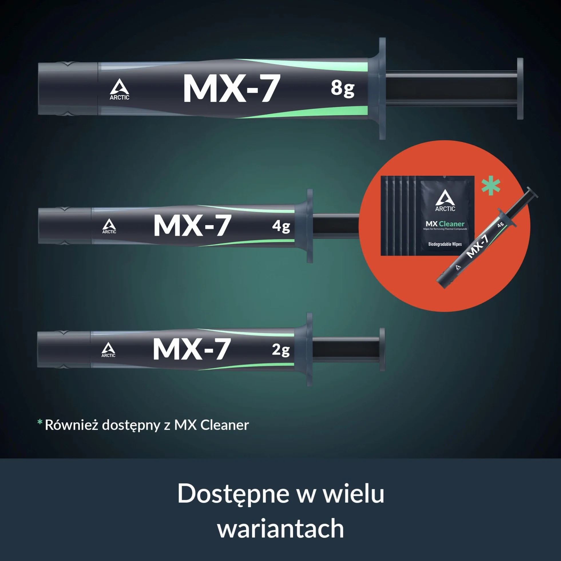 ARCTIC MX-7 (8 g) – Wysokowydajna pasta termoprzewodzącaj do CPU, konsol, procesory, kart graficznych i laptopów. Bardzo wysoka przewodność, długa trwałość, nieprzewodząca, niepojemnościowa