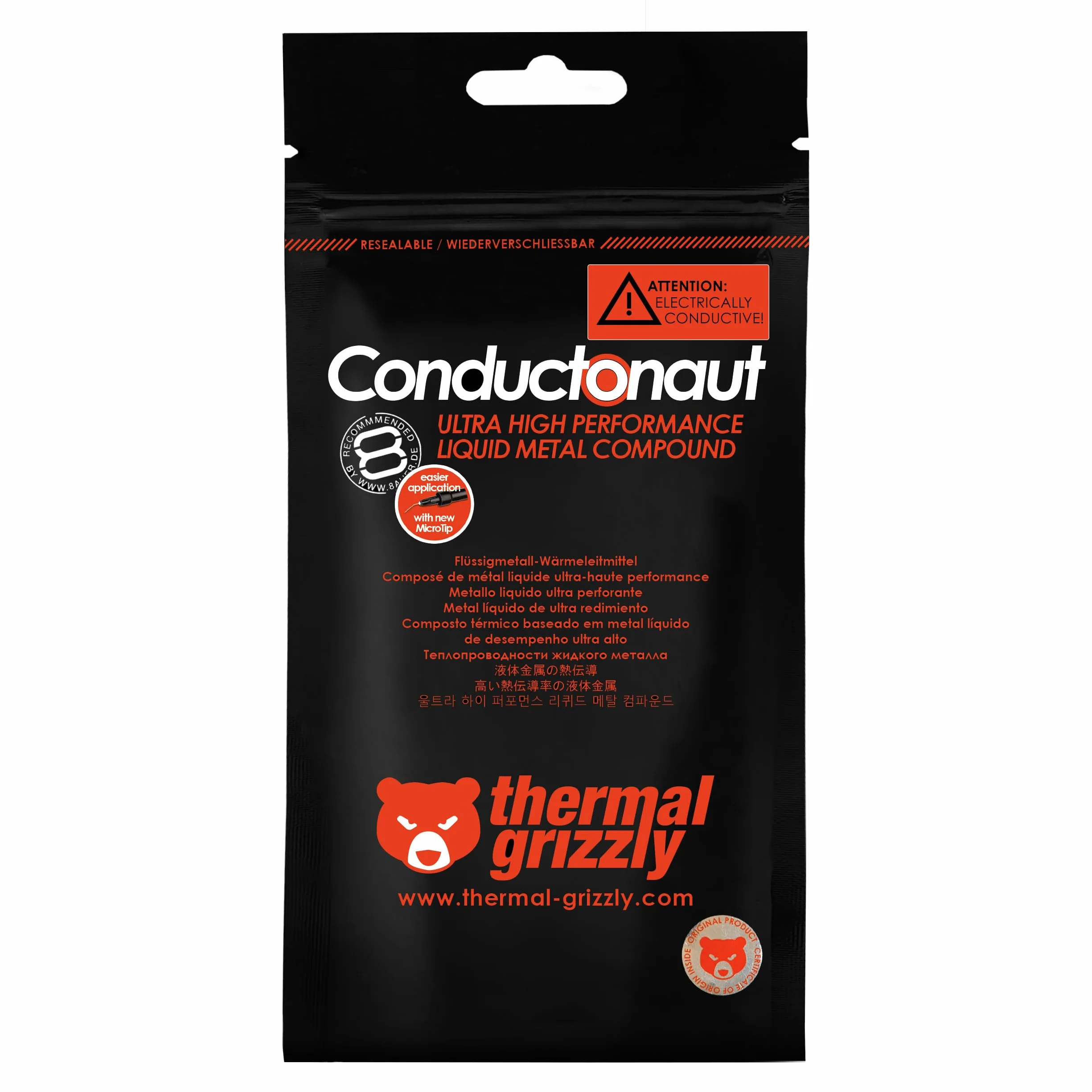 ThermalGrizzly Conductonaut Flüssigmetall-Wärmeleitpaste - 1 Gramm