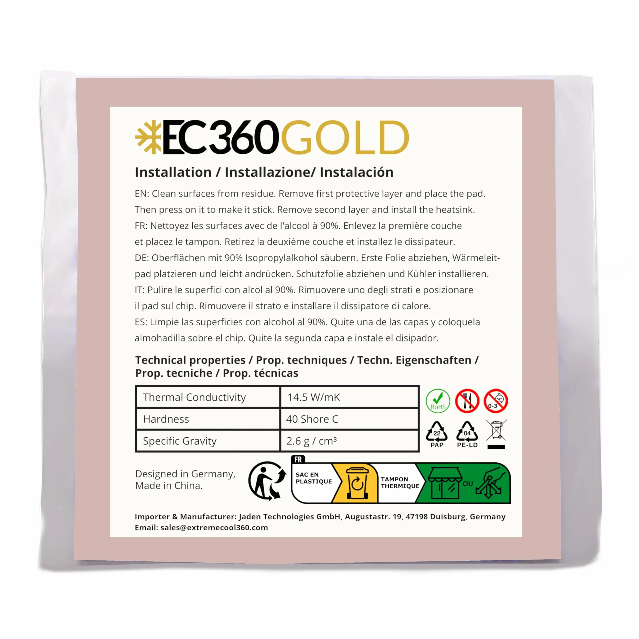 Gold 14,5W/mK Podkładka Termoprzewodząca (50 x 50 x 1,5 mm)