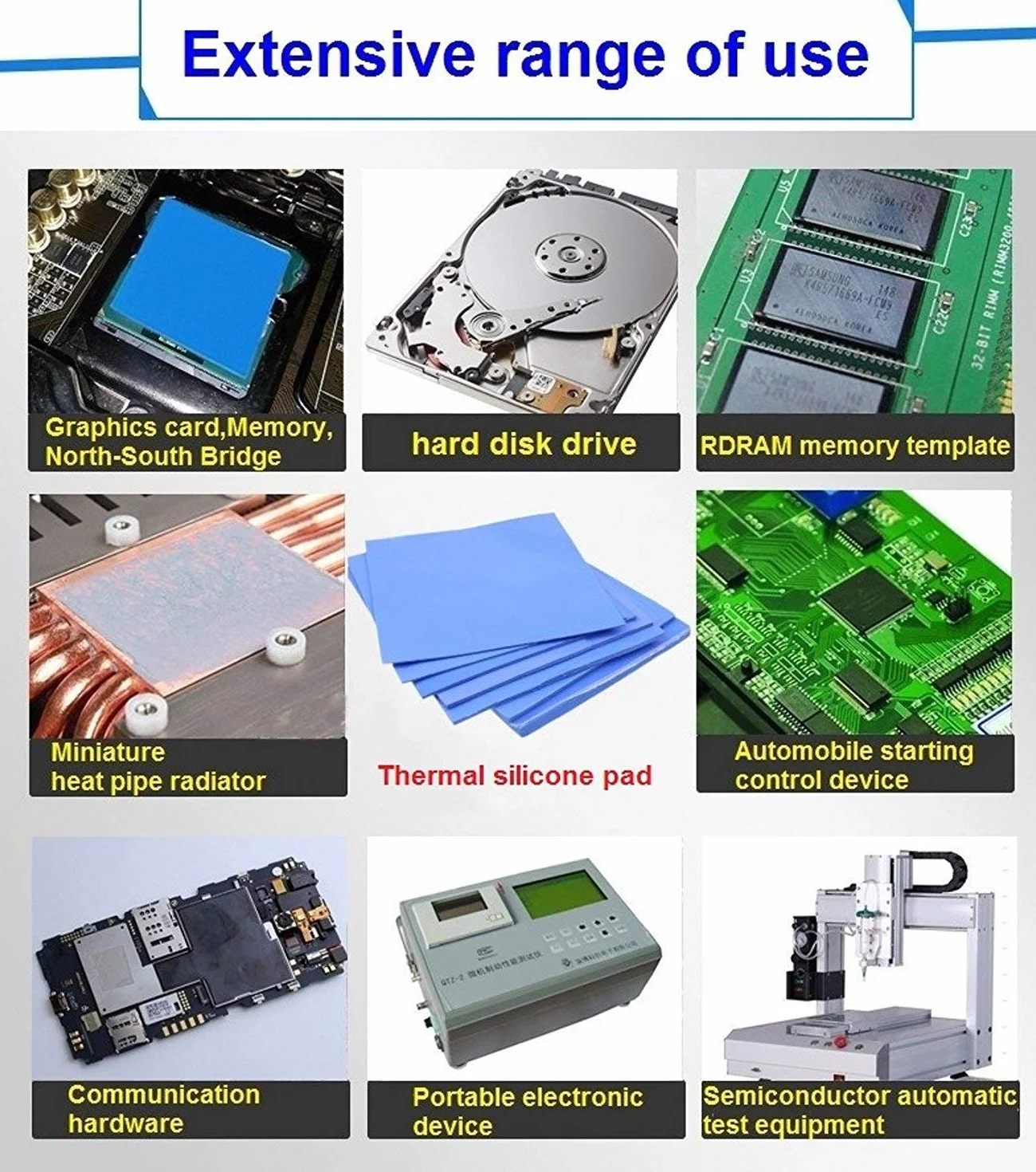 Kalolary Miękka podkładka termoprzewodząca - 2 szt. dwustronne taśmy radiator podkładka chłodząca do GPU/CPU/VGA/IC/LED rozpraszania ciepła (100 mm x 100 mm x 1 mm + 100 mm x 100 mm x 2 mm)