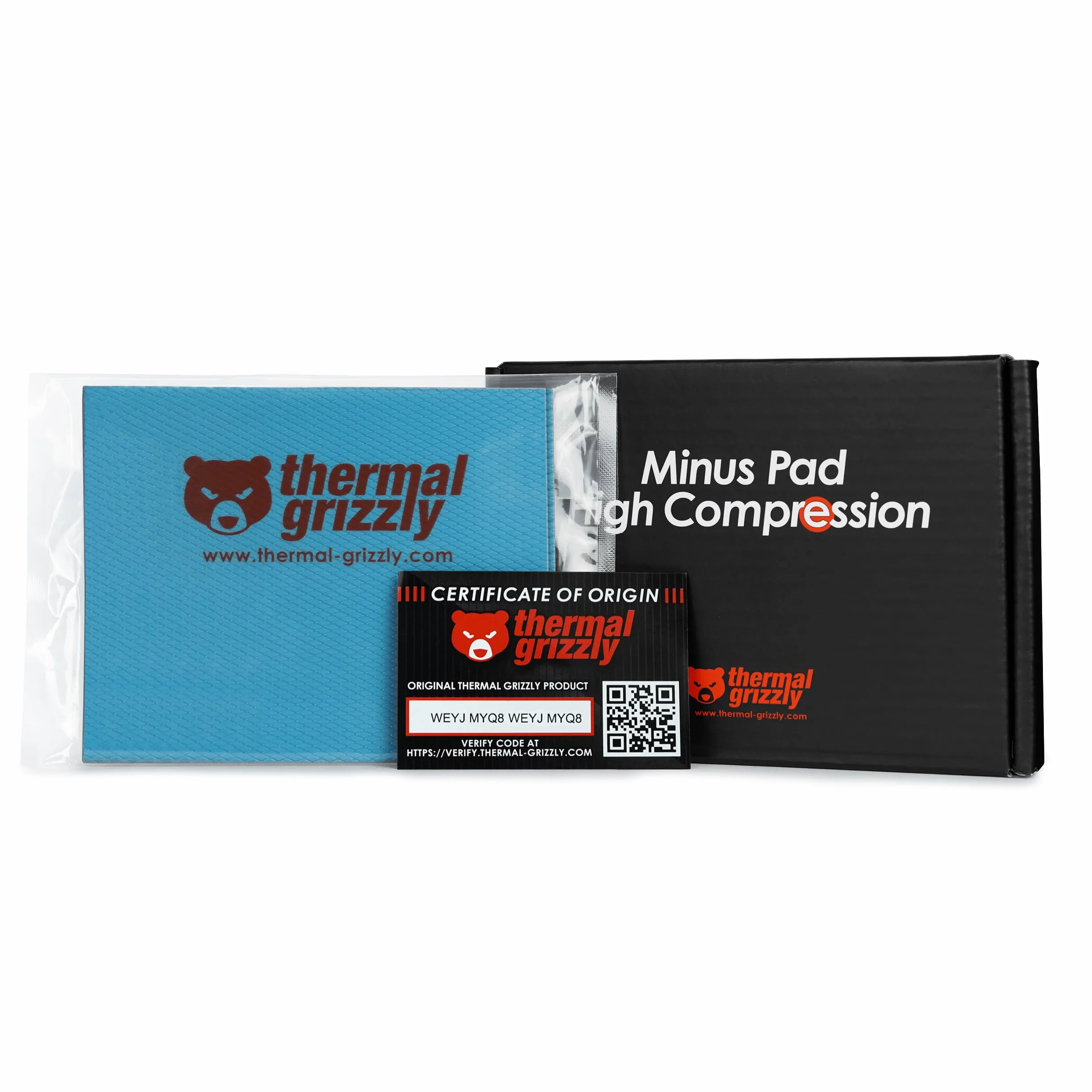 Thermal Grizzly Minus Pad wysoka kompresja, 120 x 100 x 2,0 mm, 2-pak termiczna podkładka z interfejsem, elektrycznie nieprzewodząca, wysoka przewodność cieplna i wysoka ściśliwość do dysków SSD