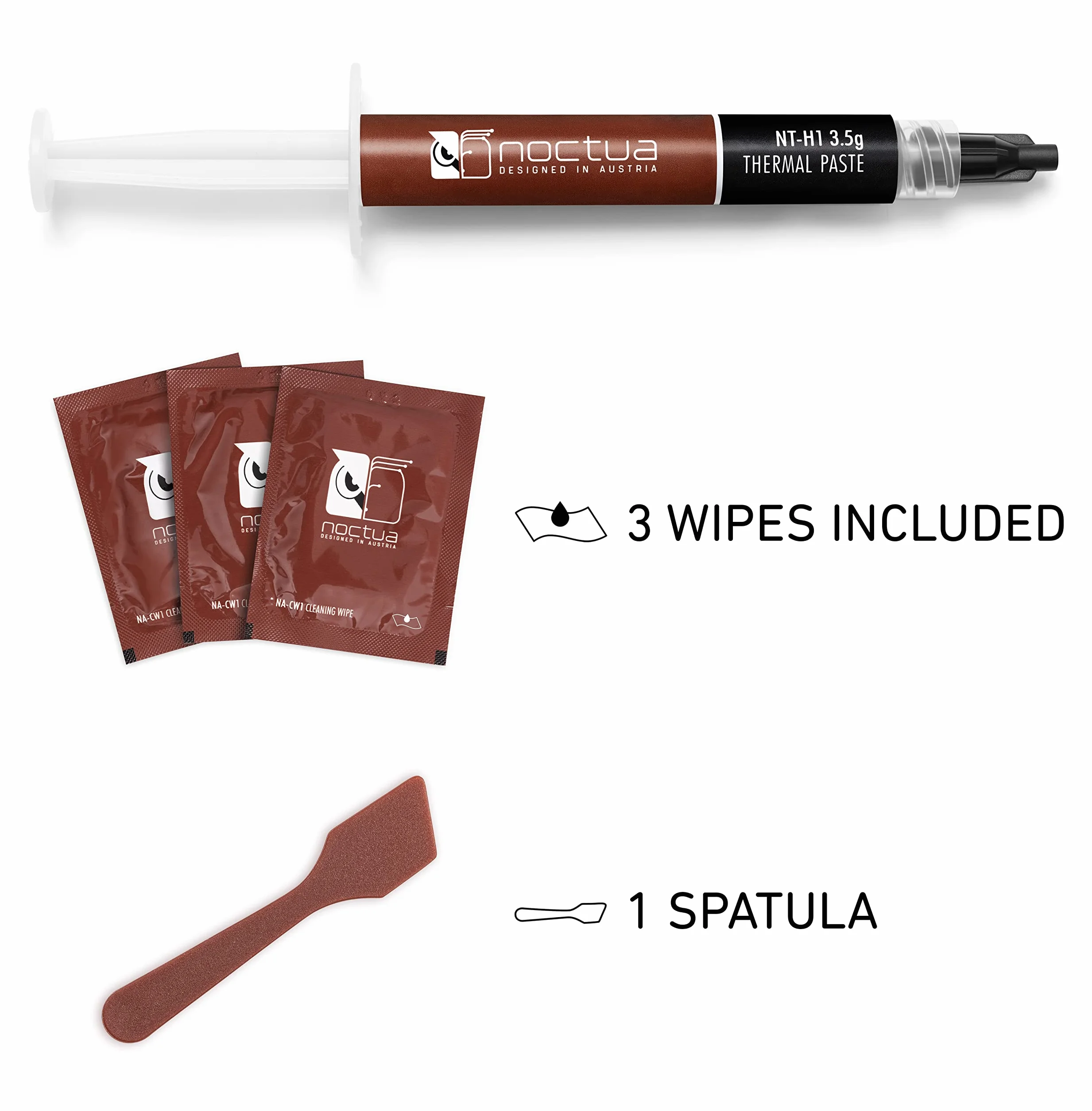 Noctua NT-H1 3.5g SW Edition, Komputerowa Pasta Termoprzewodząca ze Szpatułką i Ściereczkami Czyszczącymi