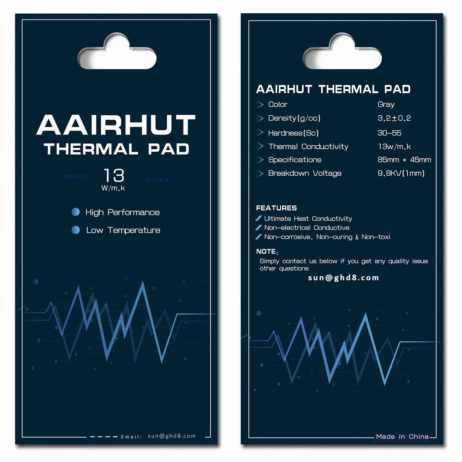Aairhut Thermal Pads 13W/mK, 85 x 45 x 1mm Silicone Cooling Heatsink Thermal Pad GPU Non Conductive Heat Resistance with Dual Self-Adhesive Films for PC, SSD M.2, PS4, CPU LED & More
