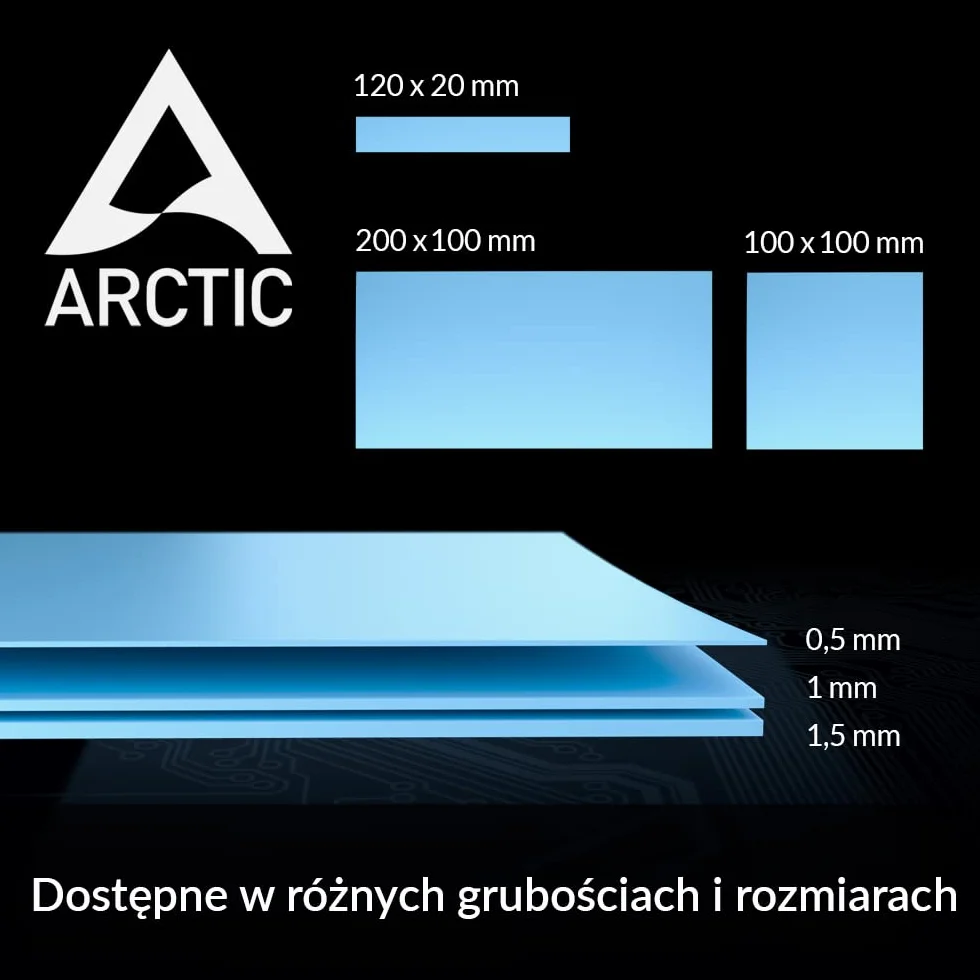 ARCTIC TP-3: Podkładka termoprzewodząca, Premium Performance Thermal Pad, 100 x 100 x 1,5 mm 1 szt - Wysoka wydajność, szczególnie miękki